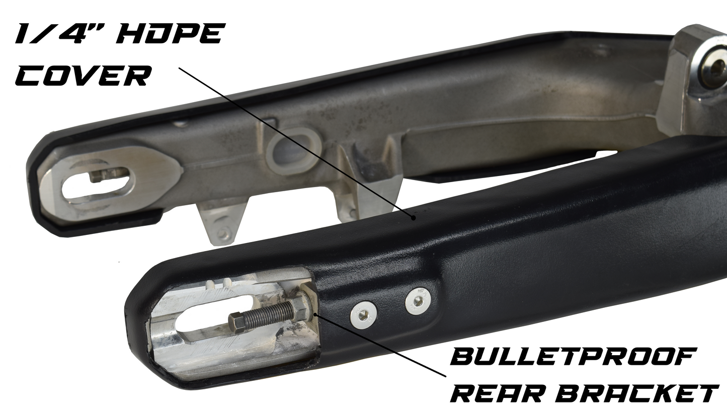 Crosslinked Components swingarm guard for KTM dirtbike