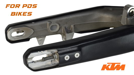 Crosslinked Components swingarm guard for KTM dirtbike